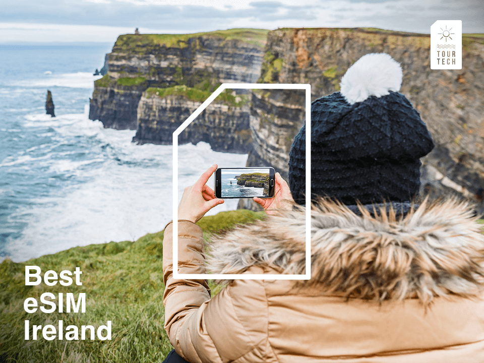 esim Ireland - best esim travellers - using phone in cliff moher