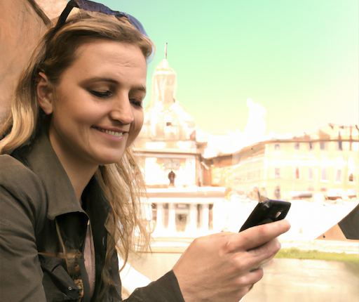 esim italy - traveler using smartphone