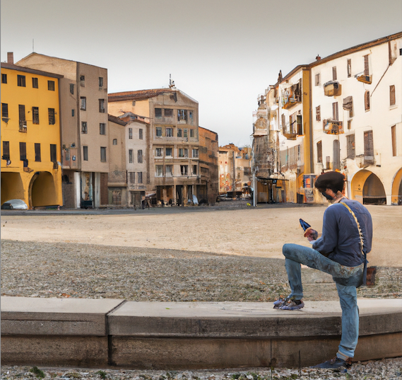 boy using phone with esim in italy